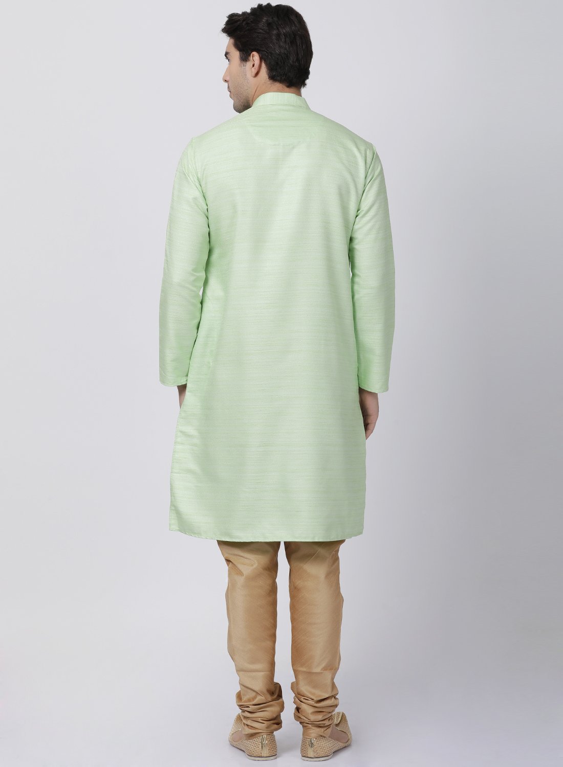 mens light green cotton silk blend kurta and pyjama set636