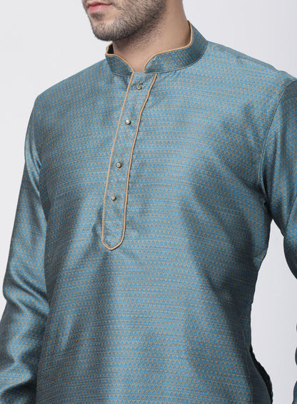 Vastramay Men's Light Blue Cotton Silk Blend Kurta and Pyjama Set