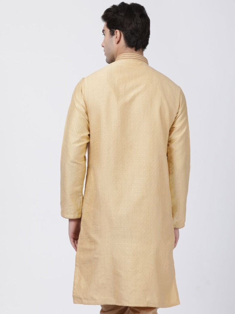 Vastramay Men's Beige  Silk Blend Kurta