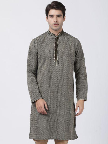 Vastramay Men's Black  Silk Blend Kurta