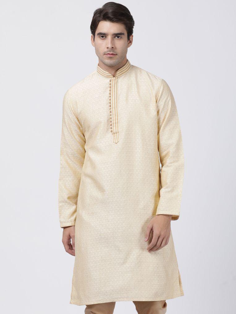 Vastramay Men's White Silk Blend Kurta