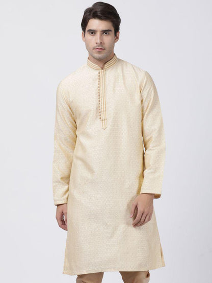 Vastramay Men's White Silk Blend Kurta