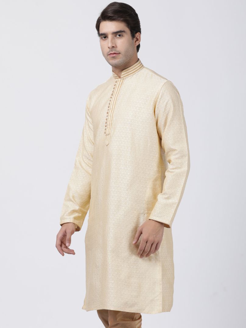 Vastramay Men's White Silk Blend Kurta