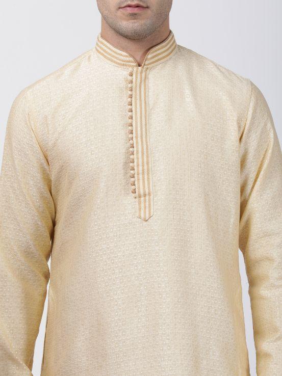 Vastramay Men's White Silk Blend Kurta