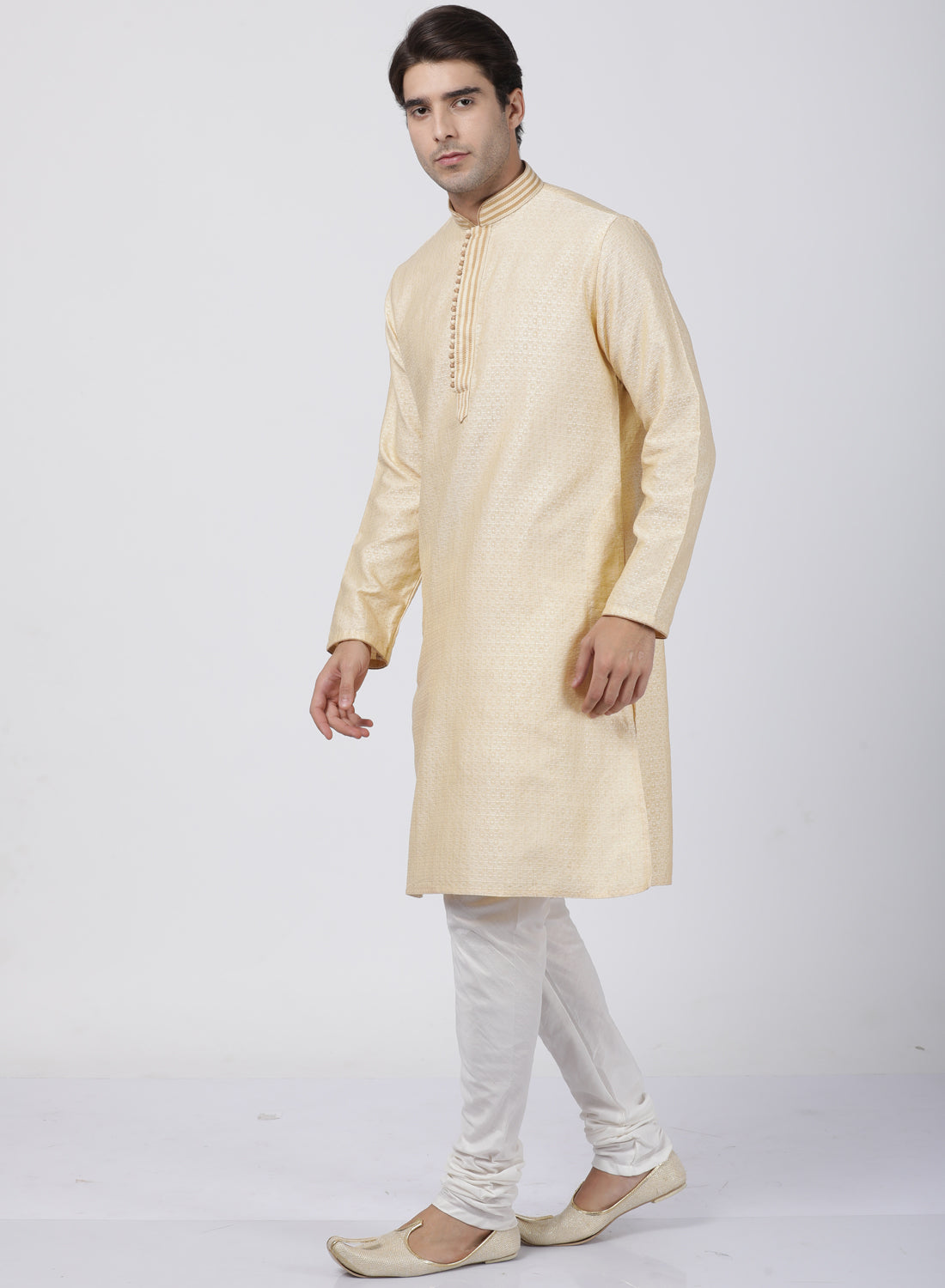 mens white cotton silk blend kurta and pyjama set599