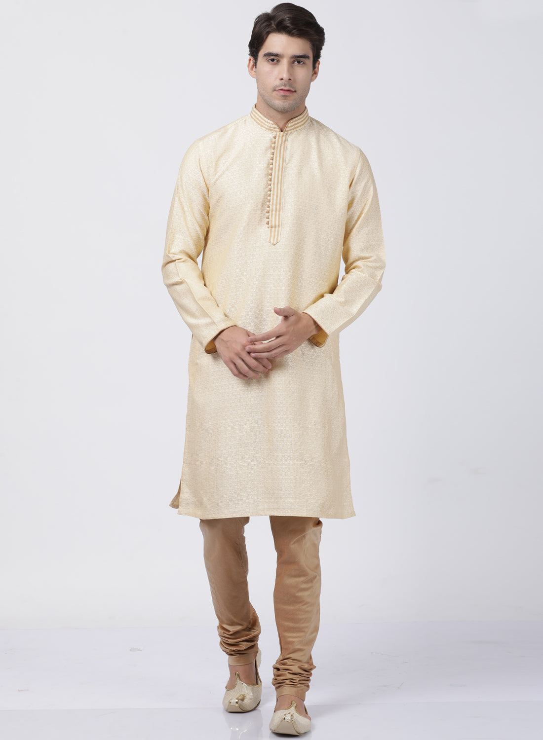 Vastramay Men's White Silk Blend Kurta