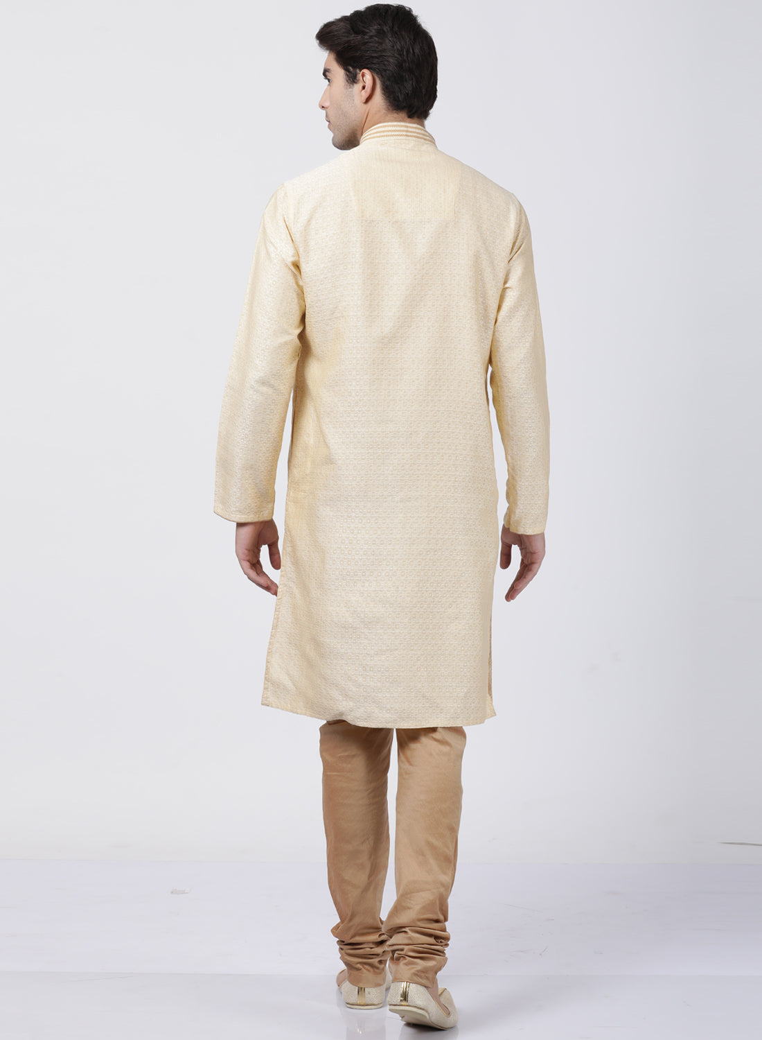 mens white cotton silk blend kurta and pyjama set591