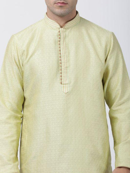 mens light green cotton silk blend kurta610