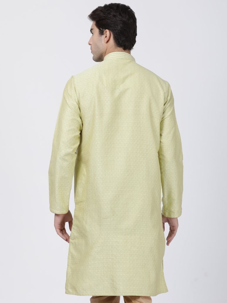 mens light green cotton silk blend kurta610