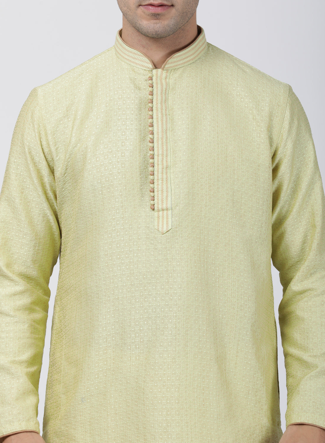 mens light green cotton silk blend kurta and pyjama set601