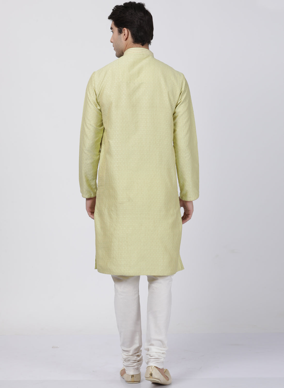 mens light green cotton silk blend kurta and pyjama set601