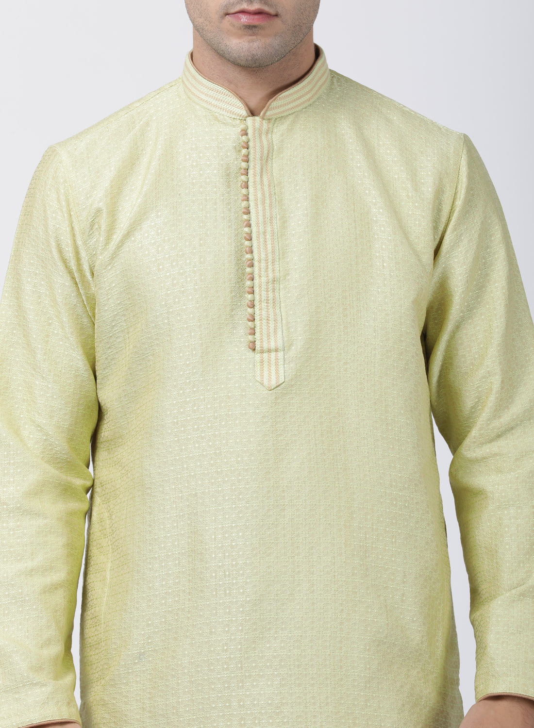 mens light green cotton silk blend kurta and pyjama set593