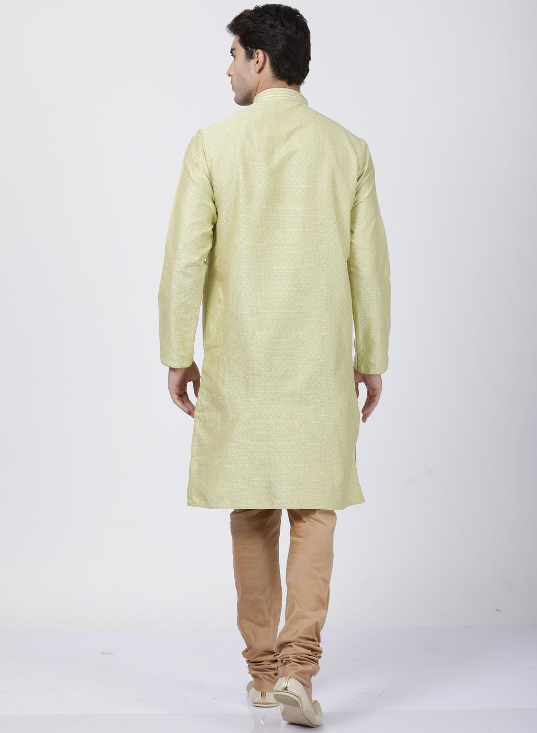 mens light green cotton silk blend kurta and pyjama set593