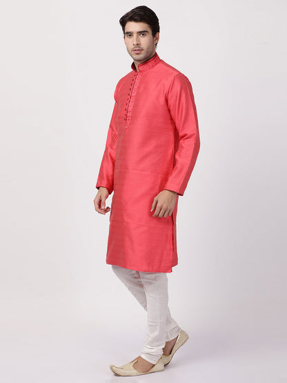 mens pink cotton silk blend kurta and pyjama set568