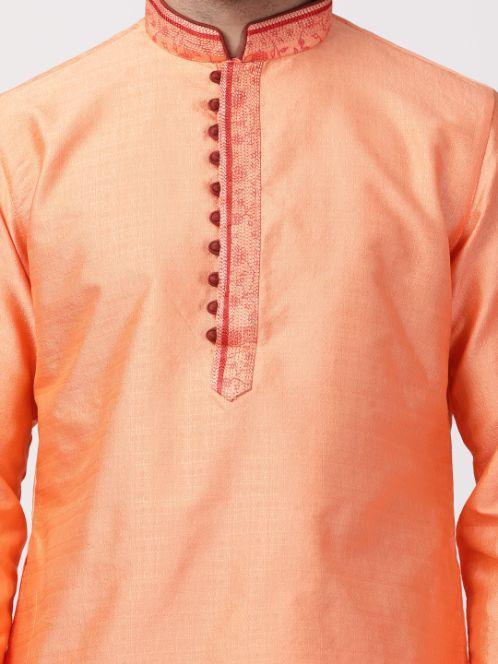 mens dark blue cotton silk blend kurta581