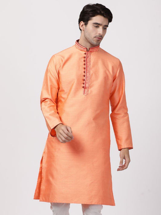 mens light blue cotton silk blend kurta588