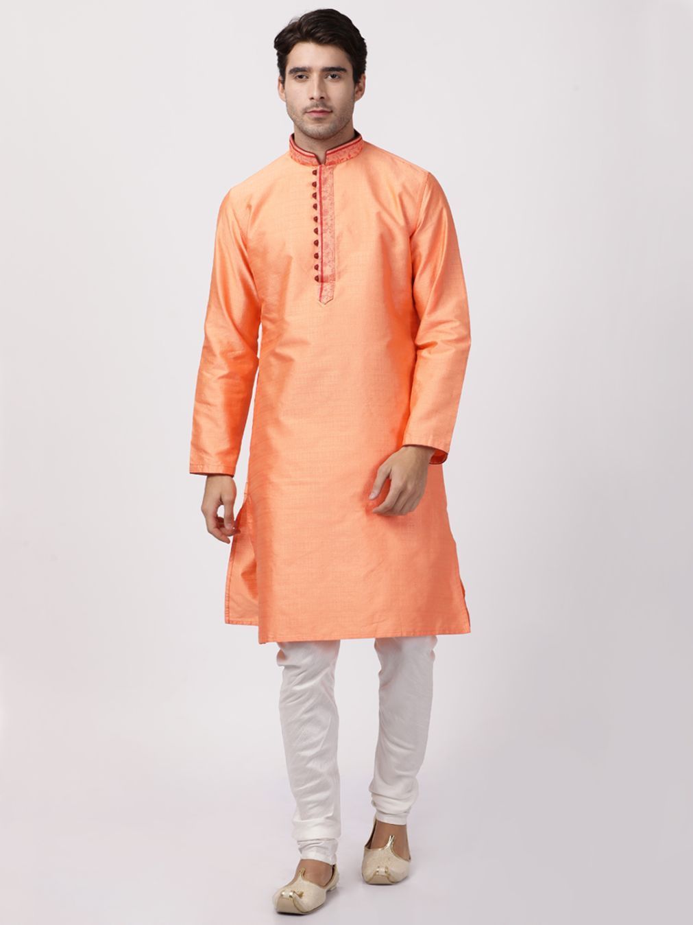 mens light blue cotton silk blend kurta588