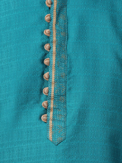 mens green cotton silk blend kurta and pyjama set571