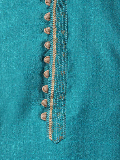 mens green cotton silk blend kurta and pyjama set562