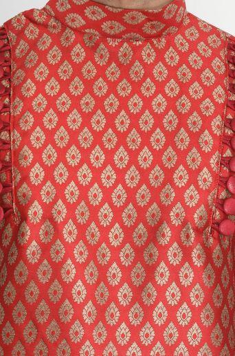 Vastramay Men's Maroon Silk Blend Kurta