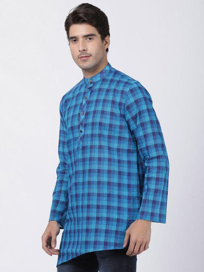 Vastramay Men's Blue Pure Cotton Kurta