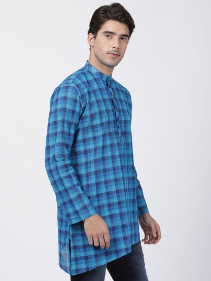 Vastramay Men's Blue Pure Cotton Kurta