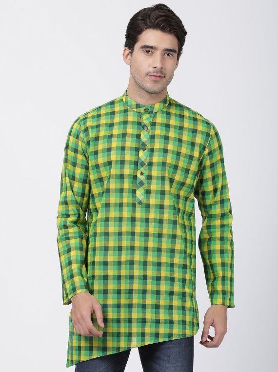 Vastramay Men's Green Pure Cotton Kurta