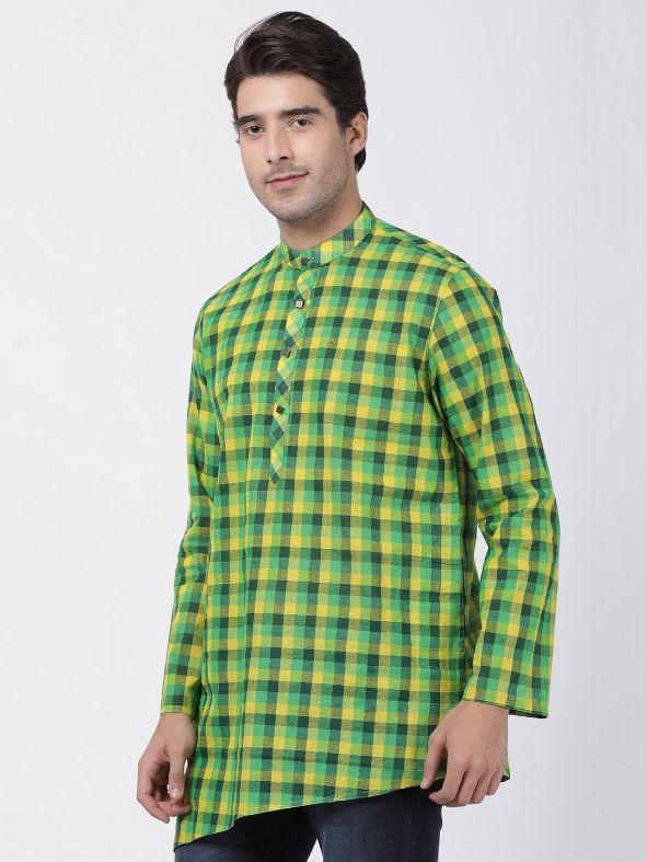 Vastramay Men's Green Pure Cotton Kurta