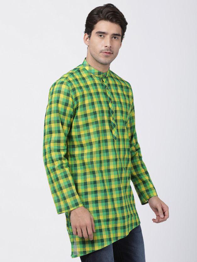 Vastramay Men's Green Pure Cotton Kurta