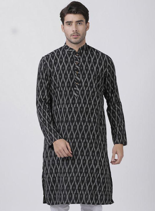 Vastramay Men's Black Pure Cotton Kurta