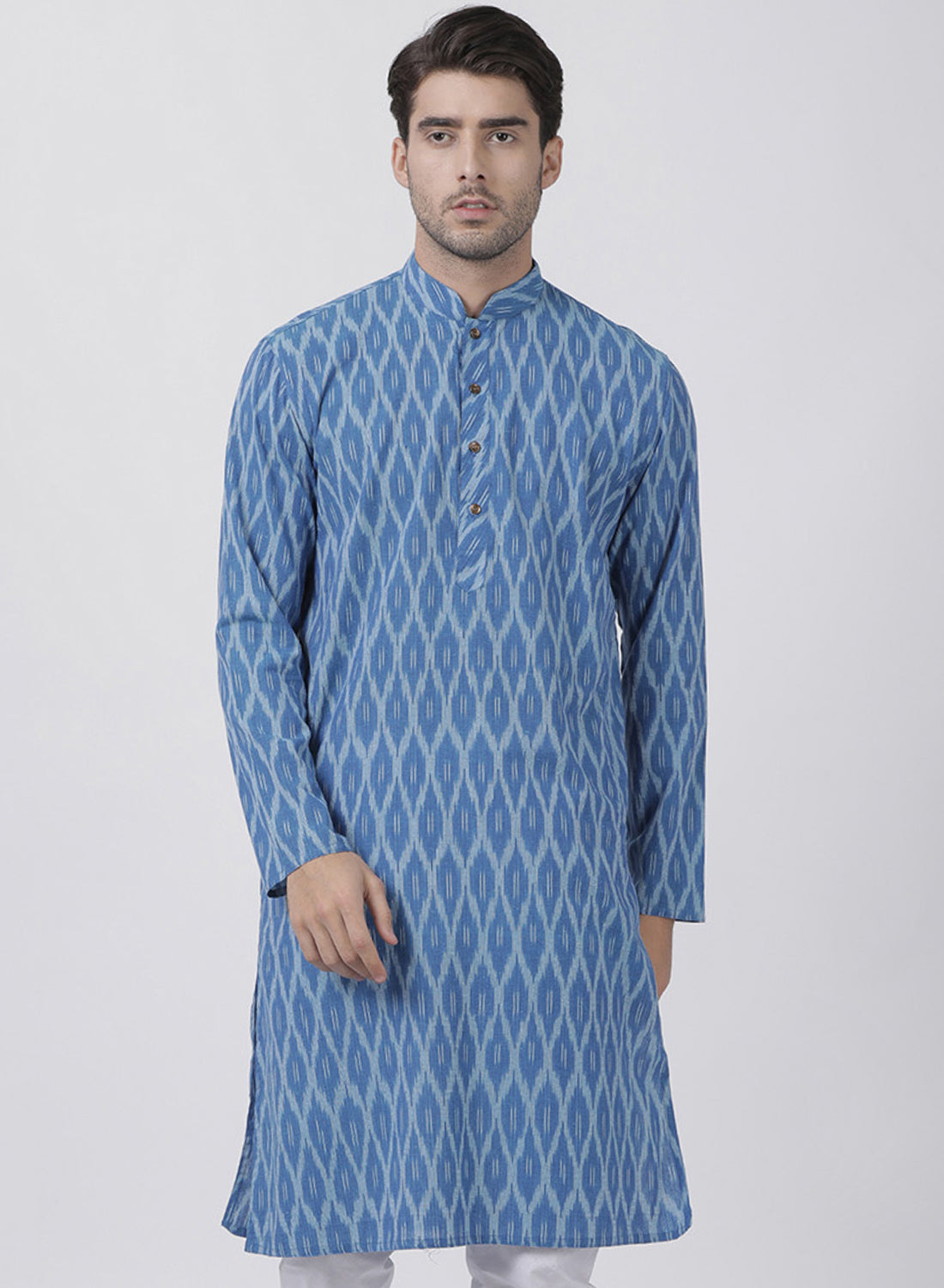 Vastramay Men's Blue Pure Cotton Kurta