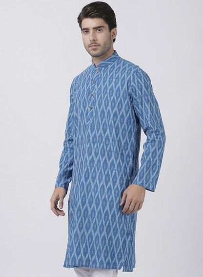 Vastramay Men's Blue Pure Cotton Kurta