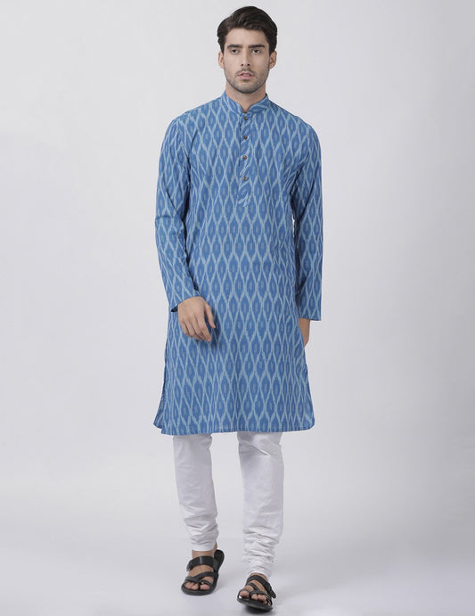 Vastramay Men's Blue Pure Cotton Kurta and Pyjama Set
