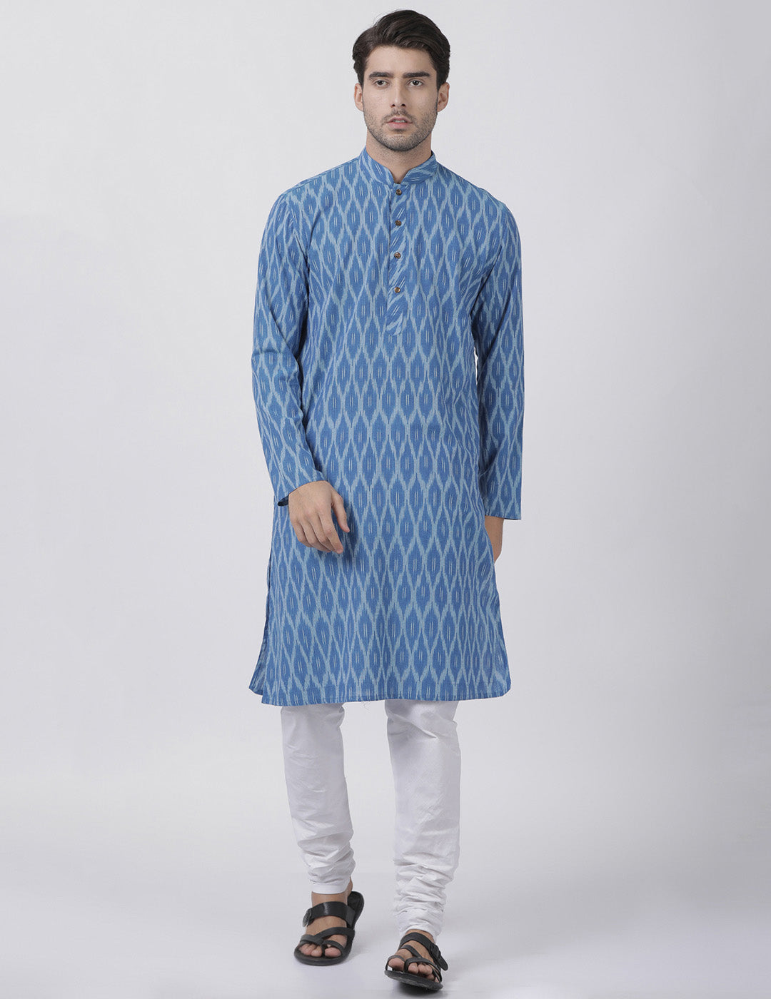 Vastramay Men's Blue Pure Cotton Kurta