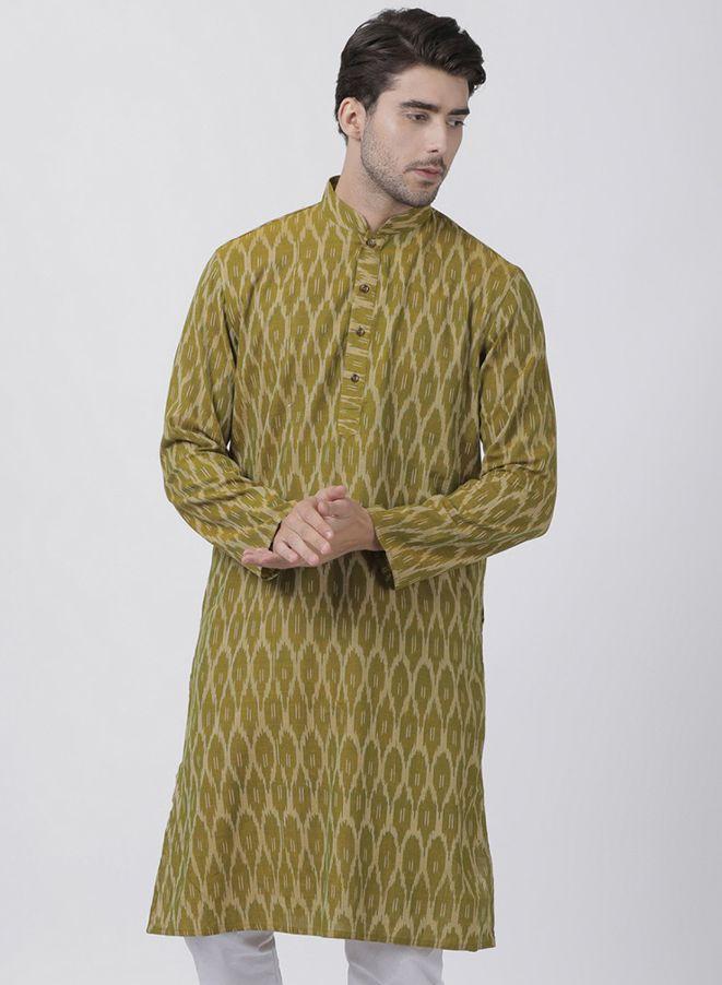 Vastramay Men's Green Pure Cotton Kurta