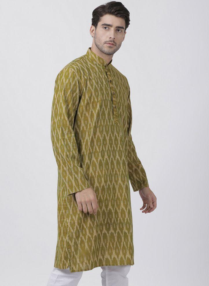 Vastramay Men's Green Pure Cotton Kurta