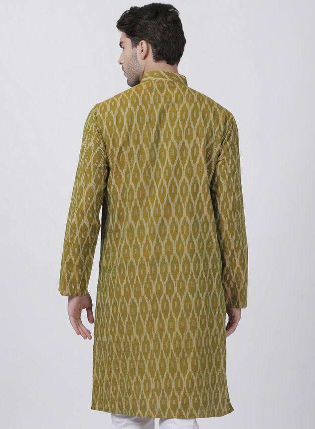 Vastramay Men's Green Pure Cotton Kurta