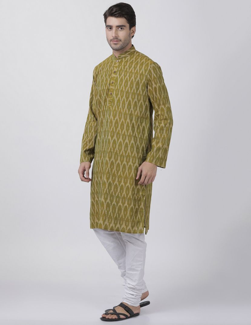 Vastramay Men's Green Pure Cotton Kurta