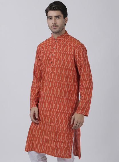 mens orange pure cotton kurta526