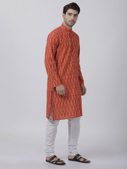 mens orange pure cotton kurta and pyjama set520