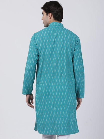 Vastramay Men's Aqua Blue Pure Cotton Kurta