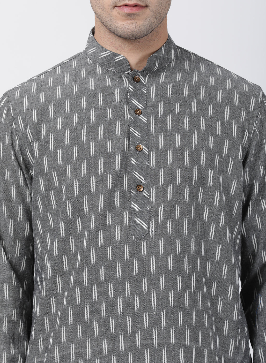 Vastramay Men's Grey Pure Cotton Kurta