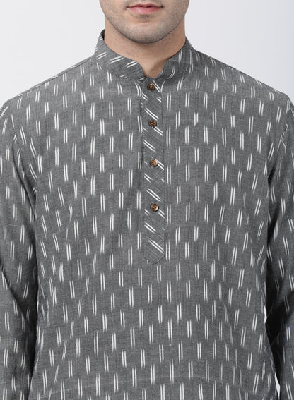 Vastramay Men's Grey Pure Cotton Kurta