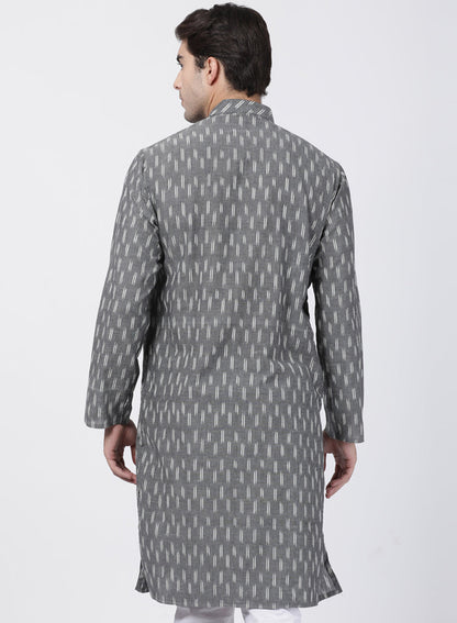 Vastramay Men's Grey Pure Cotton Kurta