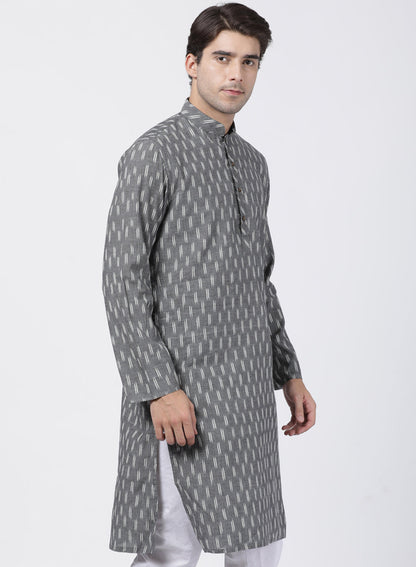 Vastramay Men's Grey Pure Cotton Kurta