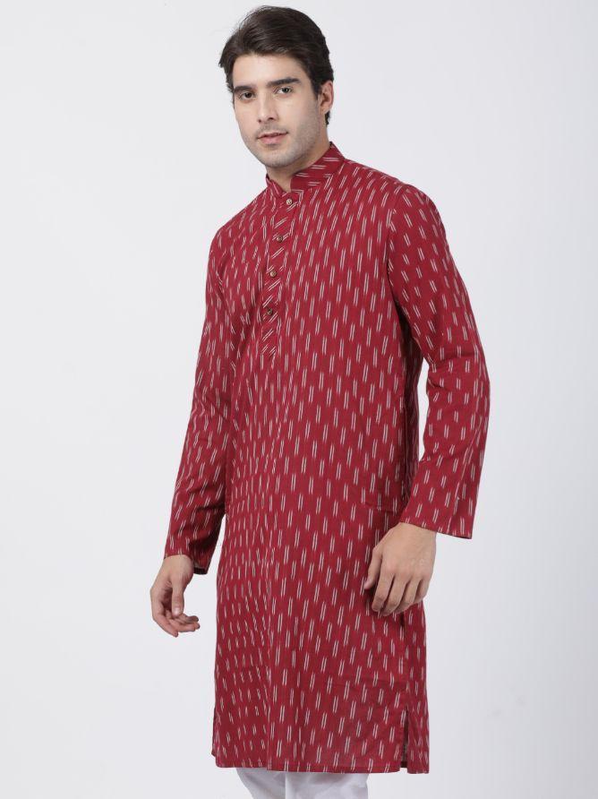 mens maroon pure cotton kurta515