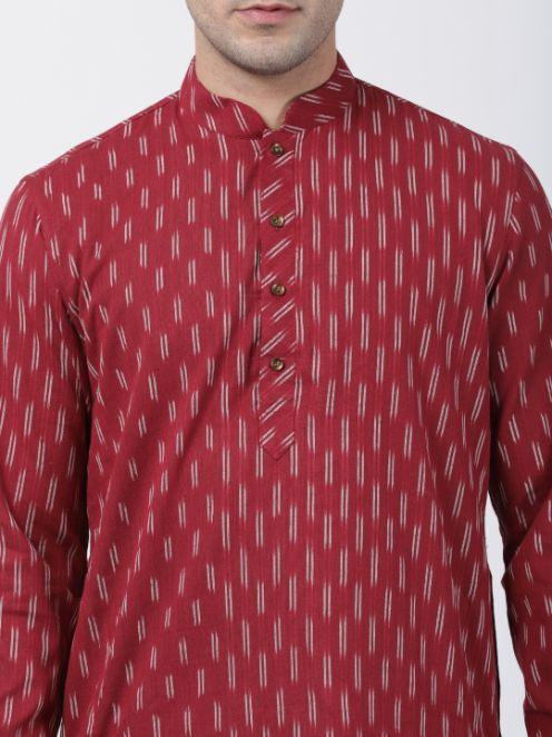 mens maroon pure cotton kurta515