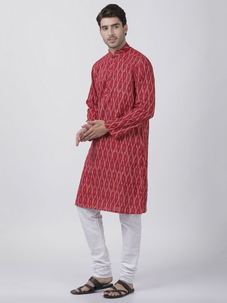 mens maroon pure cotton kurta and pyjama set509