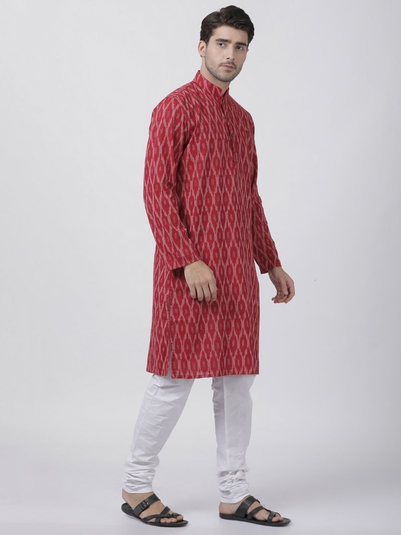 mens maroon pure cotton kurta and pyjama set509