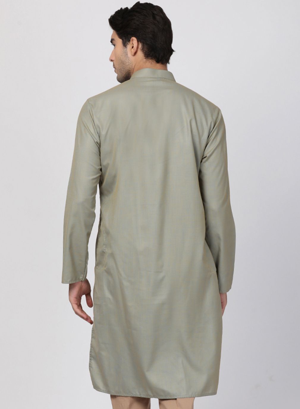 Vastramay Men's Light Green Cotton Kurta